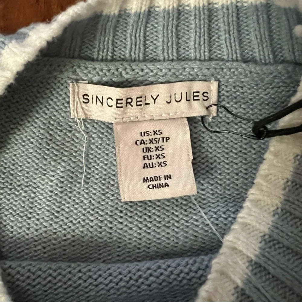 NWT Sincerely Jules Self Love Blue Cropped Knit Sweater size XS